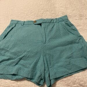 New Draper James RSVP BasketWeave chino Shorts turquoise Size 14 plus
